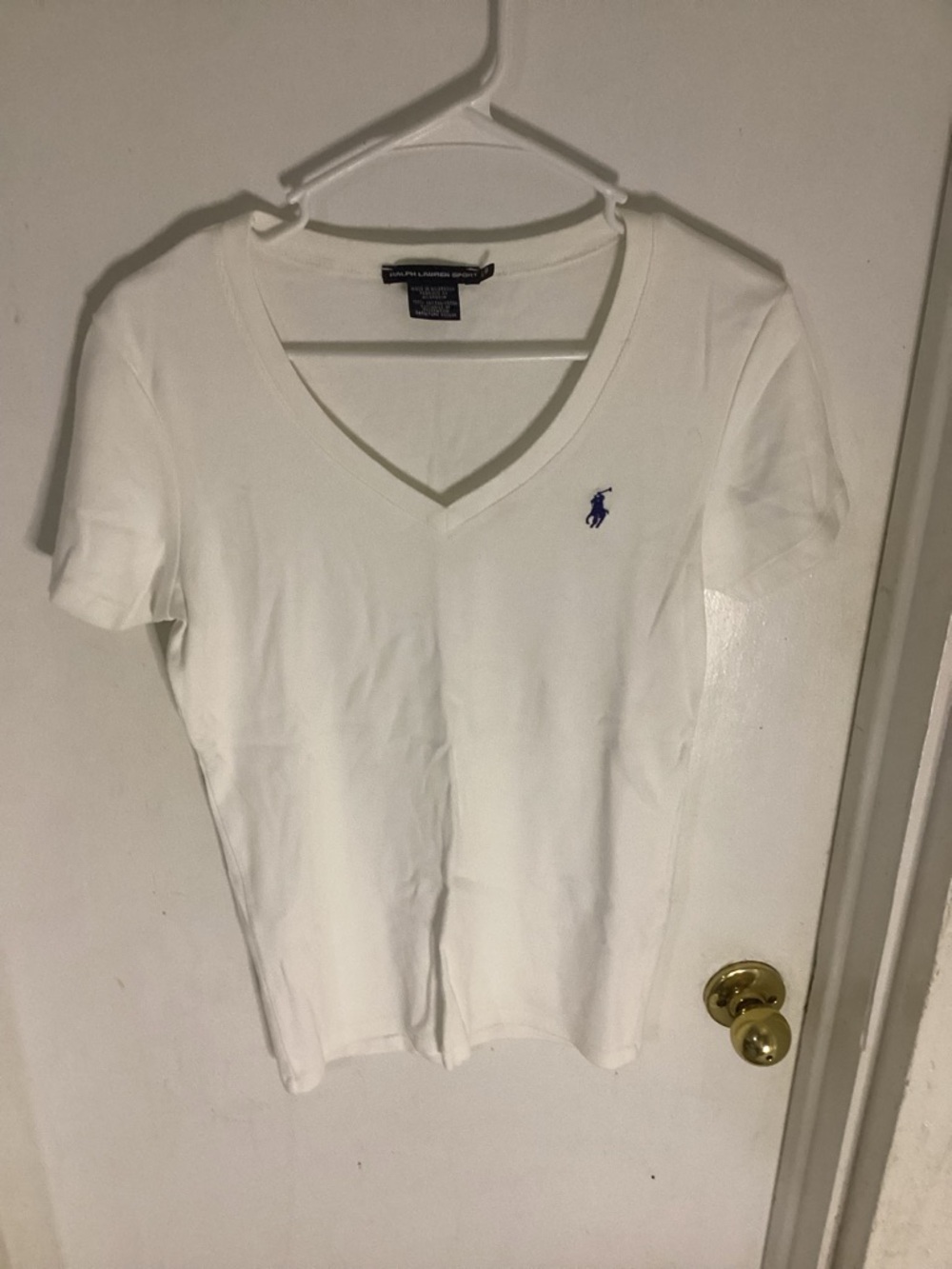Ralph Lauren White V-Neck Tee Size Large